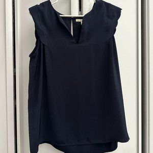 41 Hawthorn Navy Scalloped Sleeveless Blouse